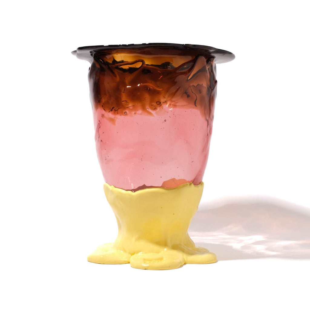 Vase Flower - Clear Brown, Clear Antique Pink And Matt Pastel Yellow par Gaetano Pesce - Fish Design-L-The Woods Gallery