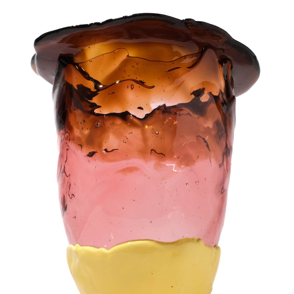 Vase Flower - Clear Brown, Clear Antique Pink And Matt Pastel Yellow par Gaetano Pesce - Fish Design-L-The Woods Gallery
