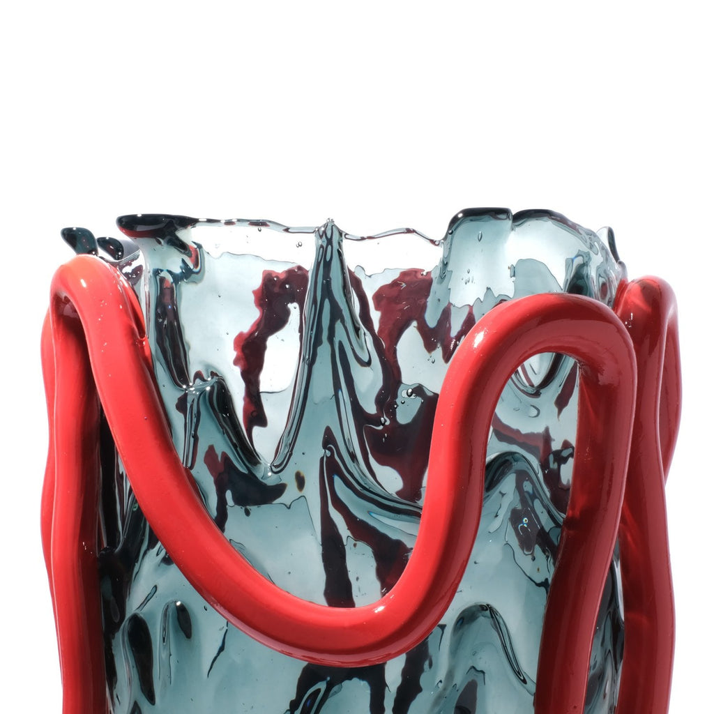 Vase Indian Summer - Clear Blue, Matt Red par Gaetano Pesce - Fish Design-S-The Woods Gallery