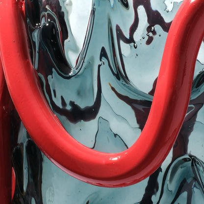 Vase Indian Summer - Clear Blue, Matt Red par Gaetano Pesce - Fish Design-S-The Woods Gallery