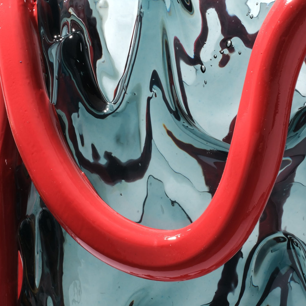 Vase Indian Summer - Clear Blue, Matt Red par Gaetano Pesce - Fish Design-S-The Woods Gallery