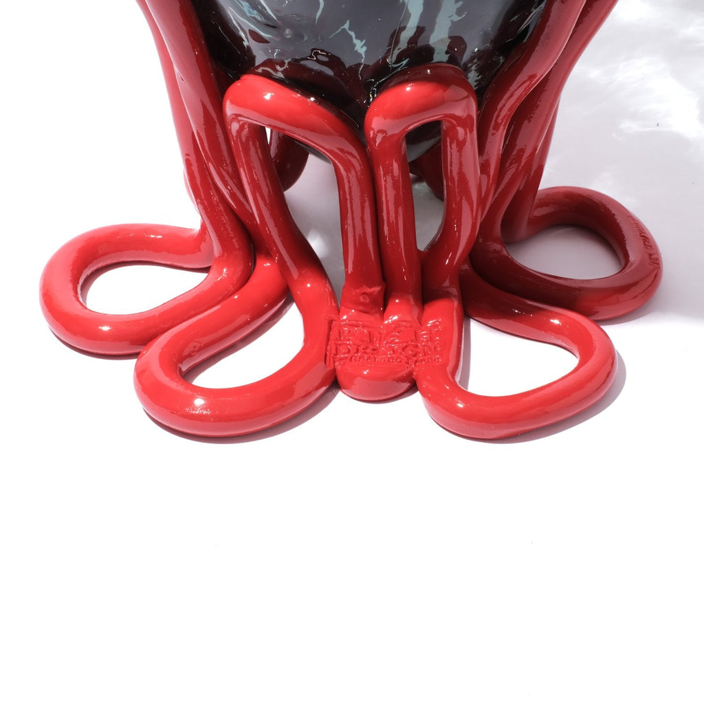 Vase Indian Summer - Clear Blue, Matt Red par Gaetano Pesce - Fish Design-S-The Woods Gallery