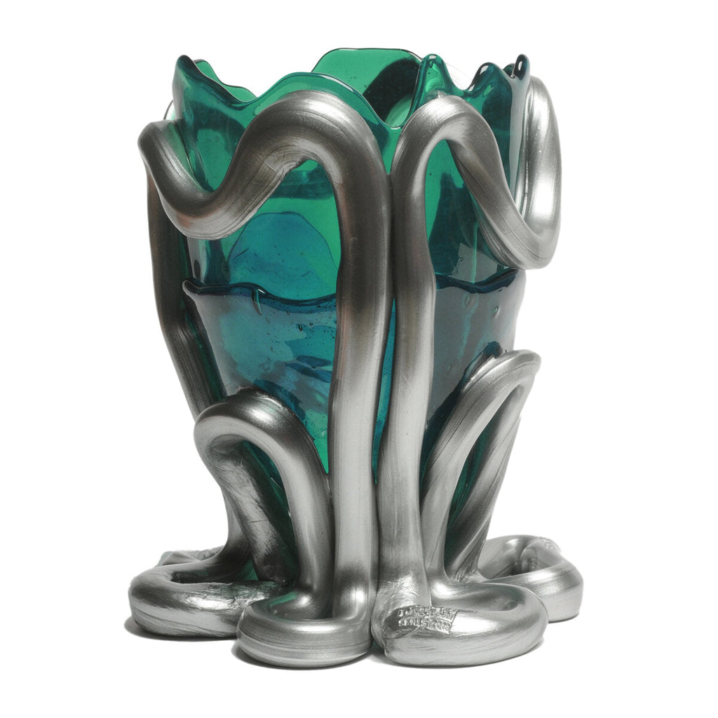 Vase Indian Summer - Clear Emerald, Matt Silver par Gaetano Pesce - Fish Design-S-The Woods Gallery