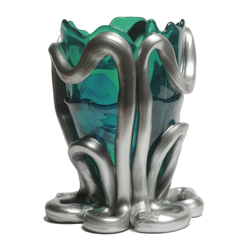 Vase Indian Summer - Clear Emerald, Matt Silver par Gaetano Pesce - Fish Design-S-The Woods Gallery