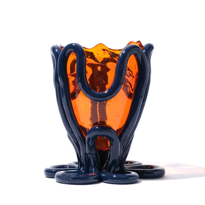 Vase Indian Summer - Clear Orange, Matt Blue par Gaetano Pesce - Fish Design-S-The Woods Gallery