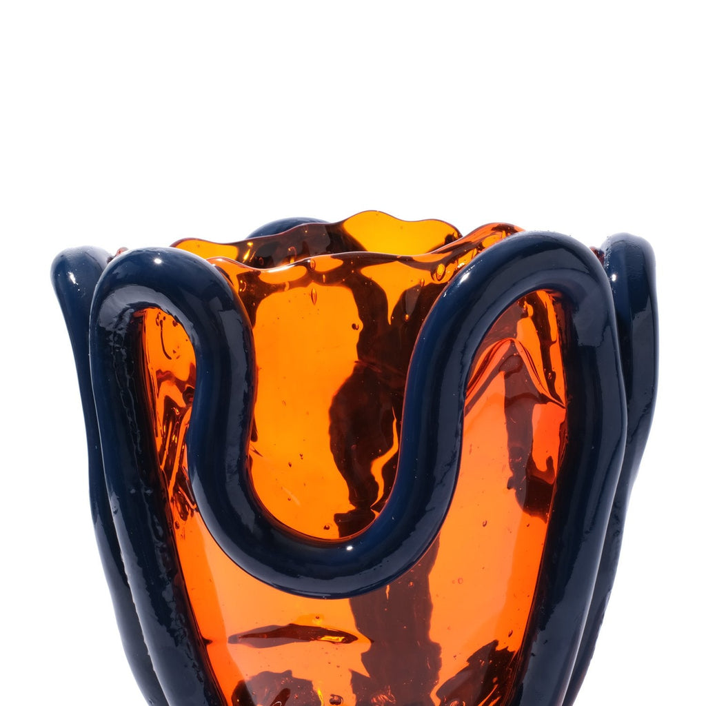 Vase Indian Summer - Clear Orange, Matt Blue par Gaetano Pesce - Fish Design-S-The Woods Gallery
