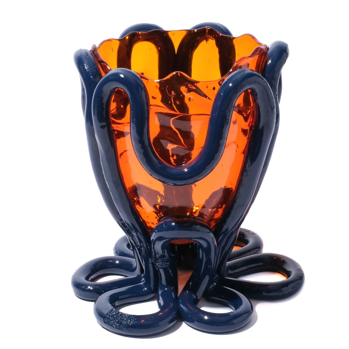 Vase Indian Summer - Clear Orange, Matt Blue par Gaetano Pesce - Fish Design-S-The Woods Gallery