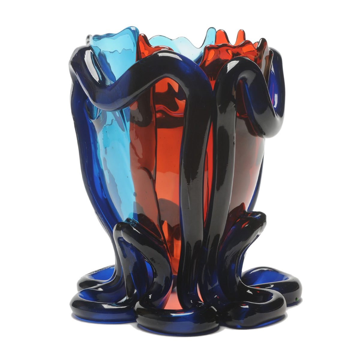 Vase Indian Summer Extra Colour - Clear Blue, Dark Ruby, Blue par Gaetano Pesce - Fish Design-S-The Woods Gallery