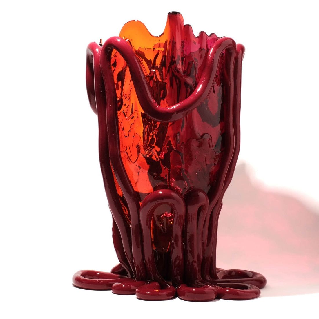 Vase Indian Summer Extra Colour - Clear Fuchsia, Orange, Matt Bordeaux par Gaetano Pesce - Fish Design-S-The Woods Gallery