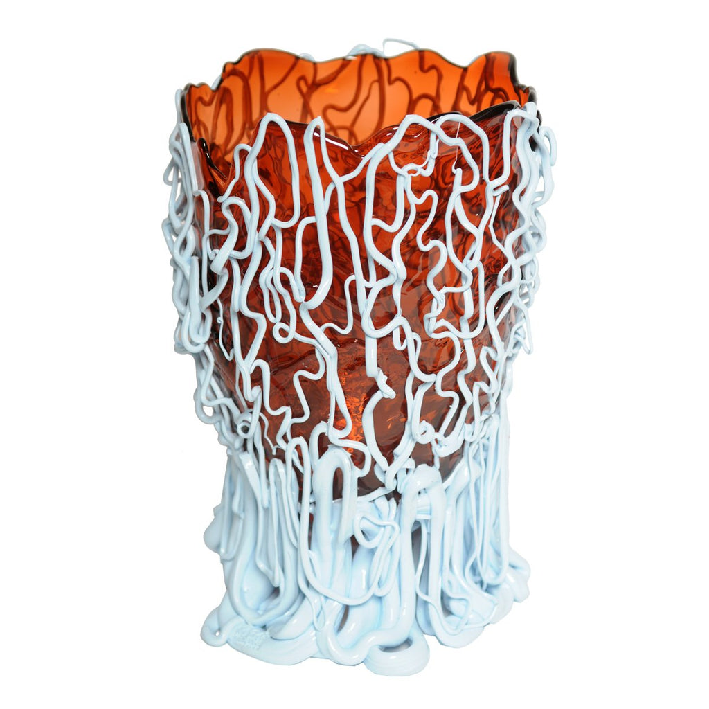 Vase Medusa - Clear Dark Ruby And Matt Pastel Blue par Gaetano Pesce - Fish Design-L-The Woods Gallery