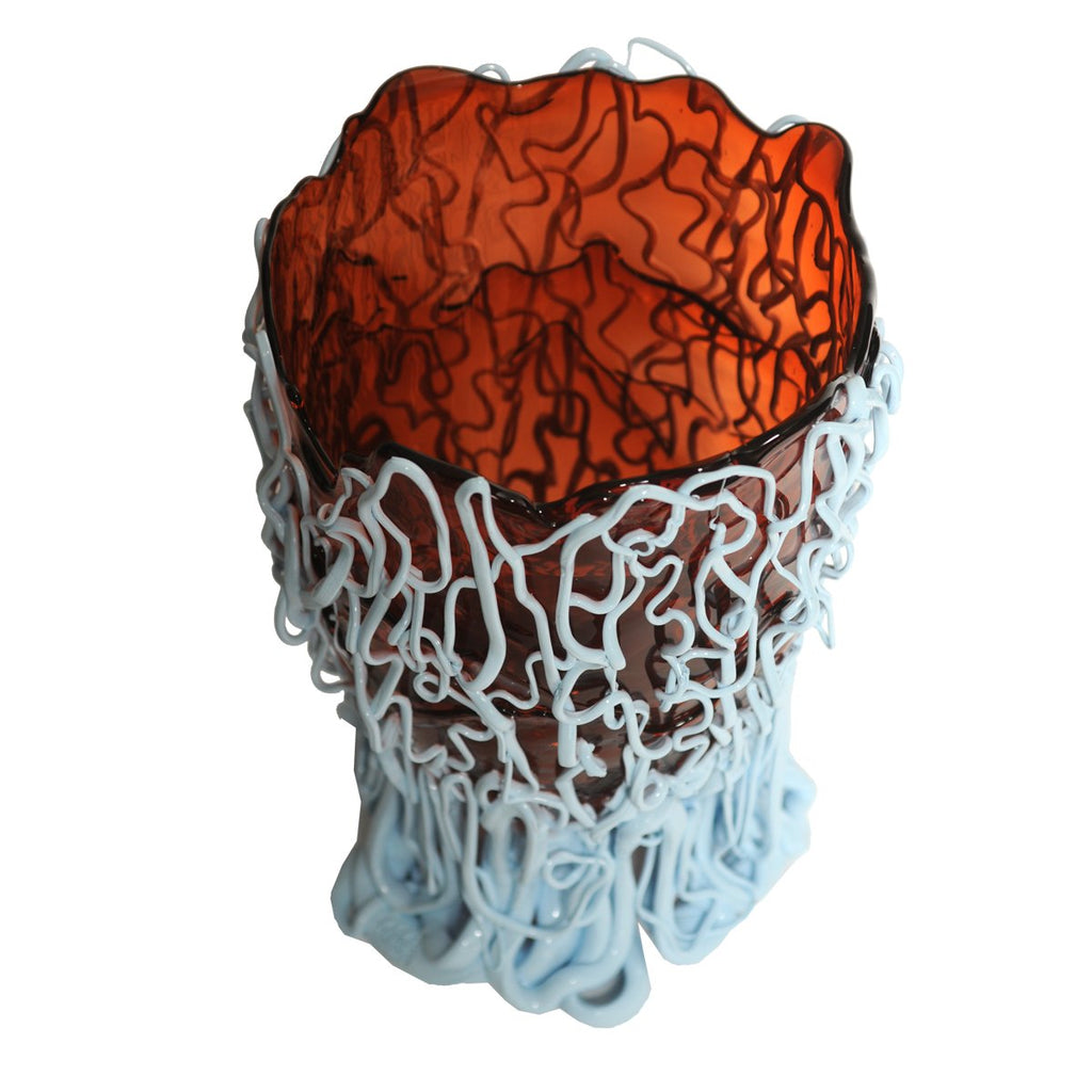 Vase Medusa - Clear Dark Ruby And Matt Pastel Blue par Gaetano Pesce - Fish Design-L-The Woods Gallery