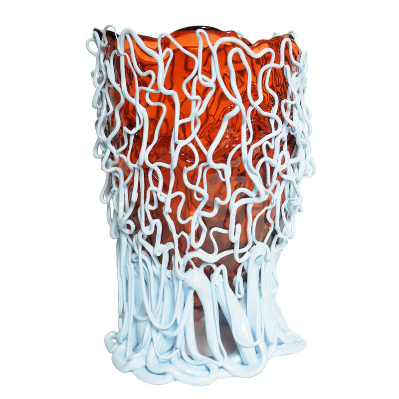 Vase Medusa - Clear Dark Ruby And Matt Pastel Blue par Gaetano Pesce - Fish Design-L-The Woods Gallery