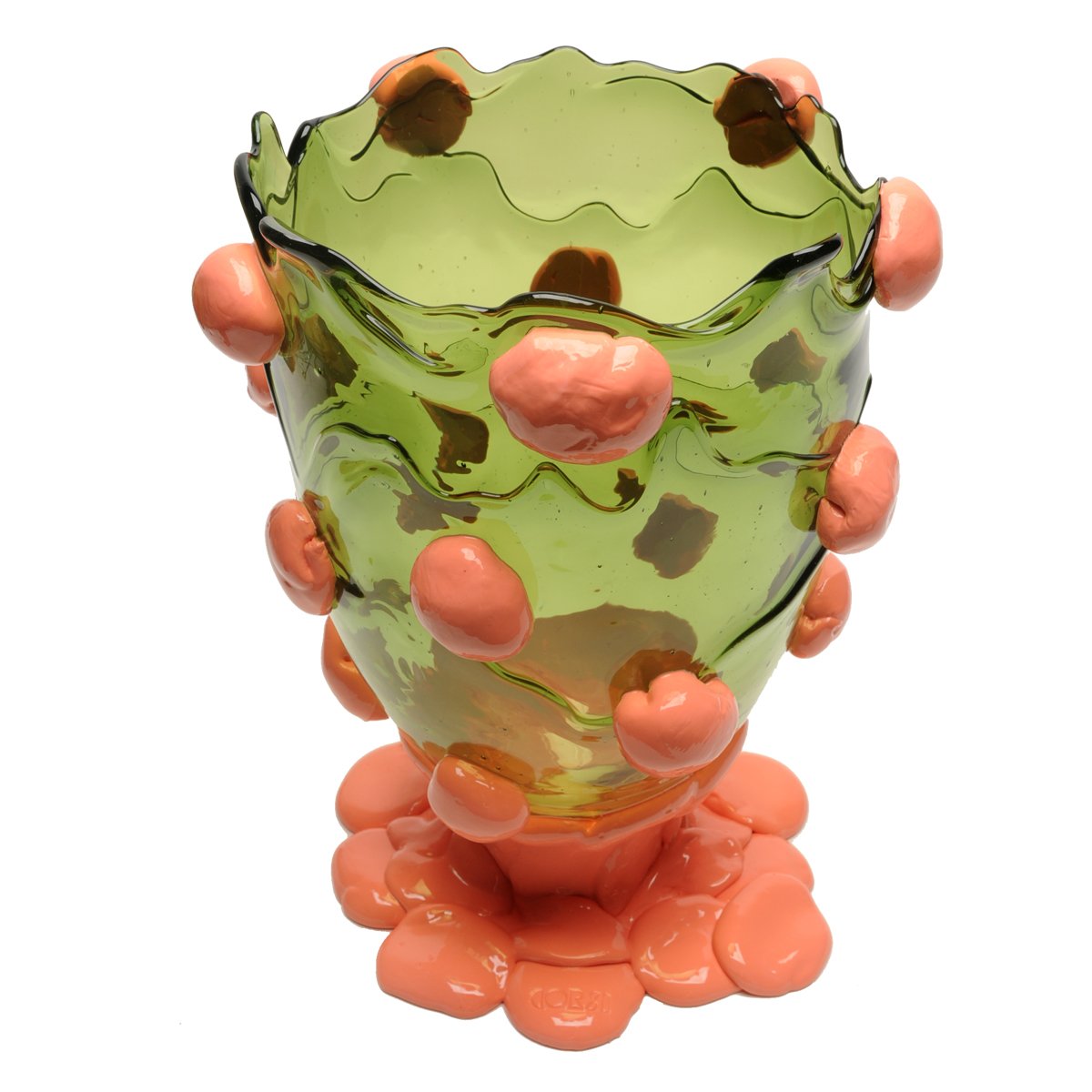 Vase Nugget Bottle Green, Dark Salmon - Fish Design-S-The Woods Gallery
