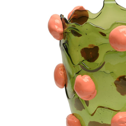 Vase Nugget Bottle Green, Dark Salmon - Fish Design-S-The Woods Gallery