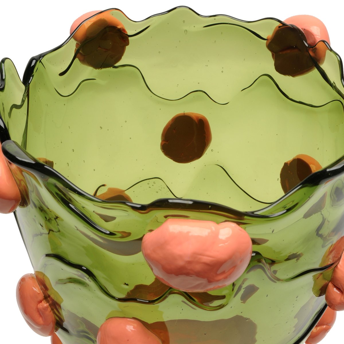 Vase Nugget Bottle Green, Dark Salmon - Fish Design-S-The Woods Gallery