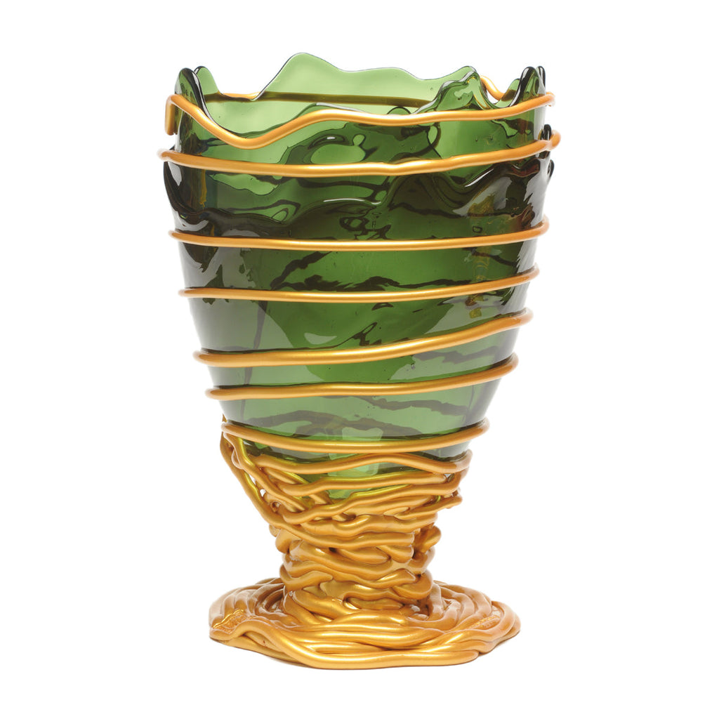 Vase Pompitu II - Bottle Green, Matt Gold par Gaetano Pesce - Fish Design-S-The Woods Gallery
