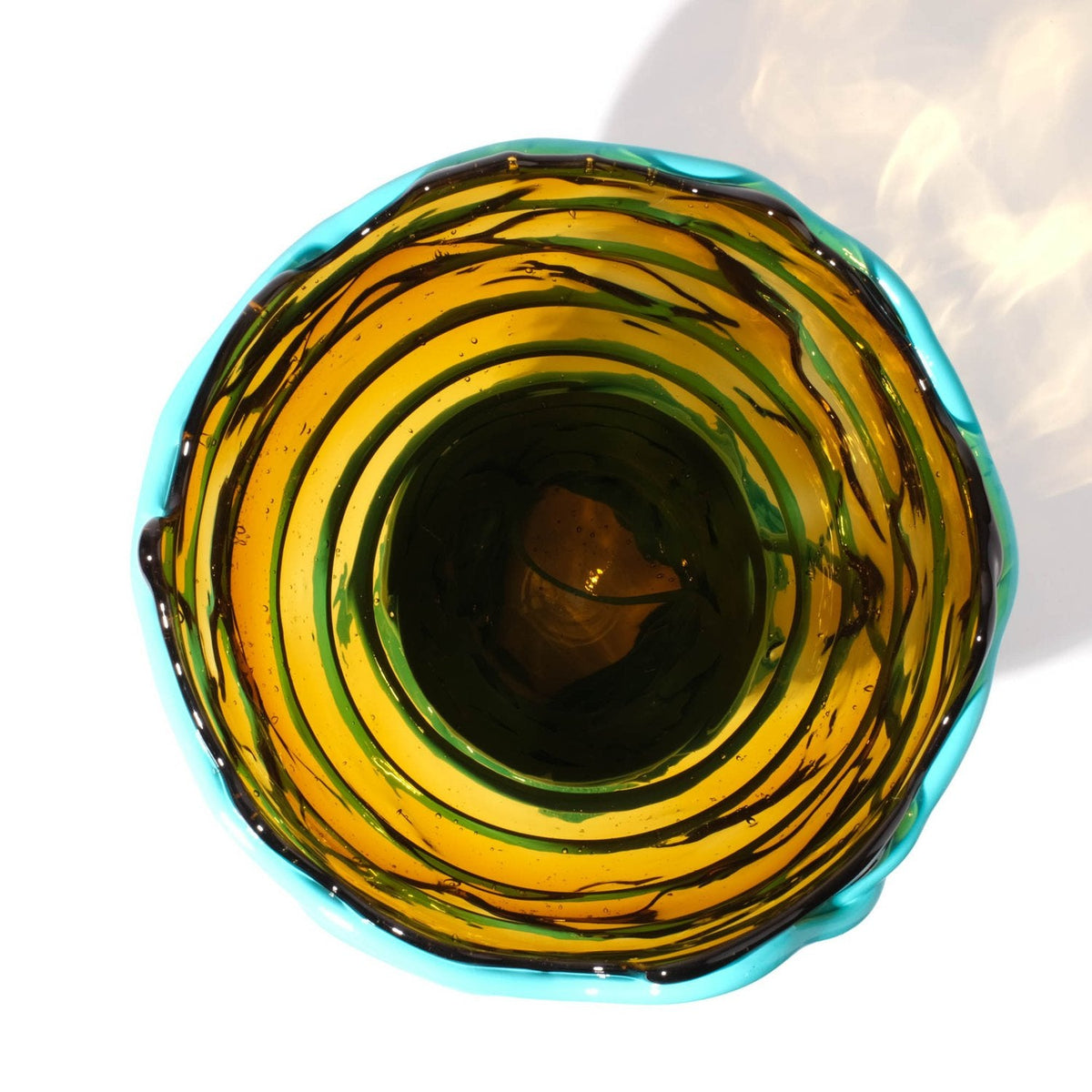 Vase Pompitu II - Clear Amber And Matt Turquoise par Gaetano Pesce - Fish Design-S-The Woods Gallery