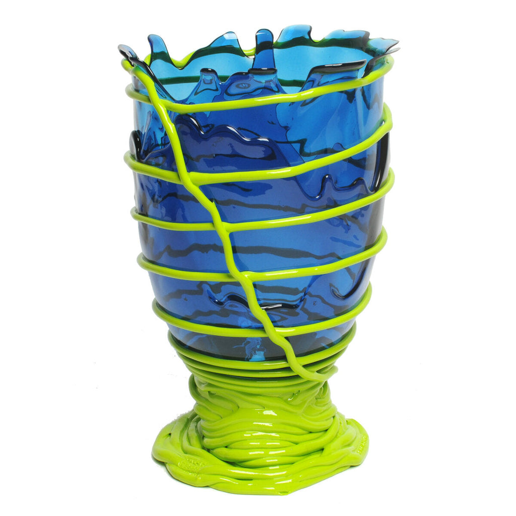 Vase Pompitu II - Clear Blue, Matt Lime par Gaetano Pesce - Fish Design-S-The Woods Gallery