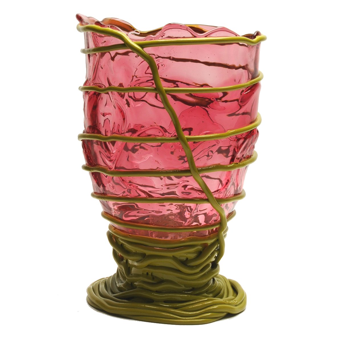 Vase Pompitu II - Clear Light Fuchsia And Matt Dust Green par Gaetano Pesce - Fish Design-S-The Woods Gallery