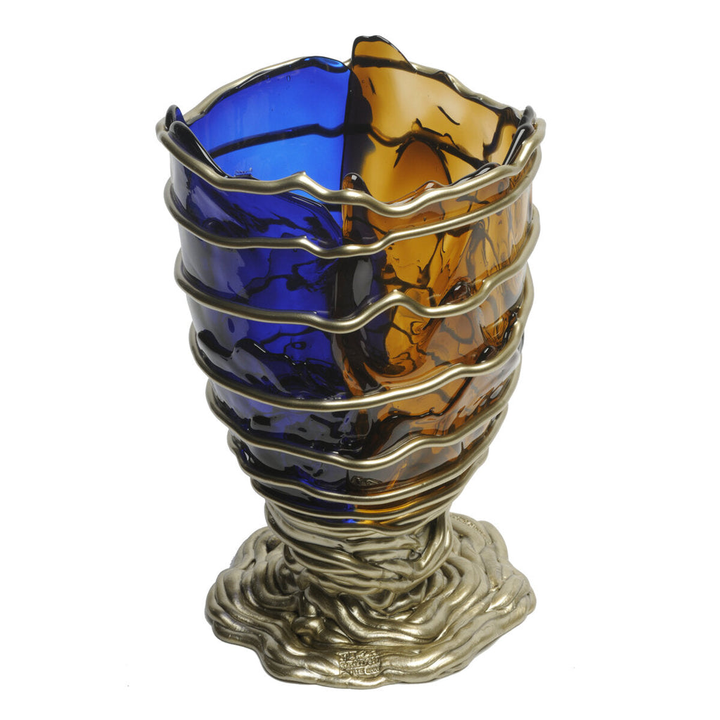 Vase Pompitu II - Extra Colour - Blue, Clear Brown And Bronze par Gaetano Pesce - Fish Design-S-The Woods Gallery