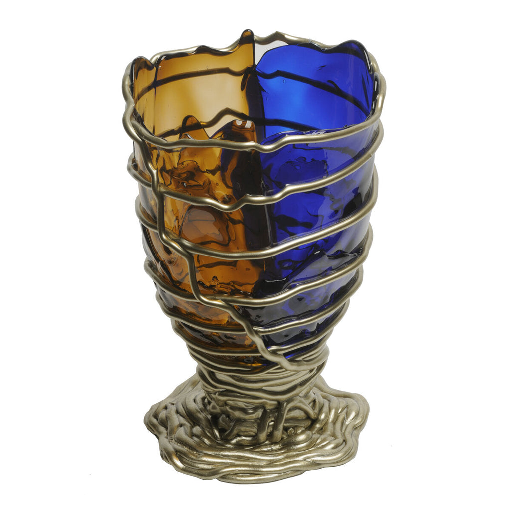 Vase Pompitu II - Extra Colour - Blue, Clear Brown And Bronze par Gaetano Pesce - Fish Design-S-The Woods Gallery
