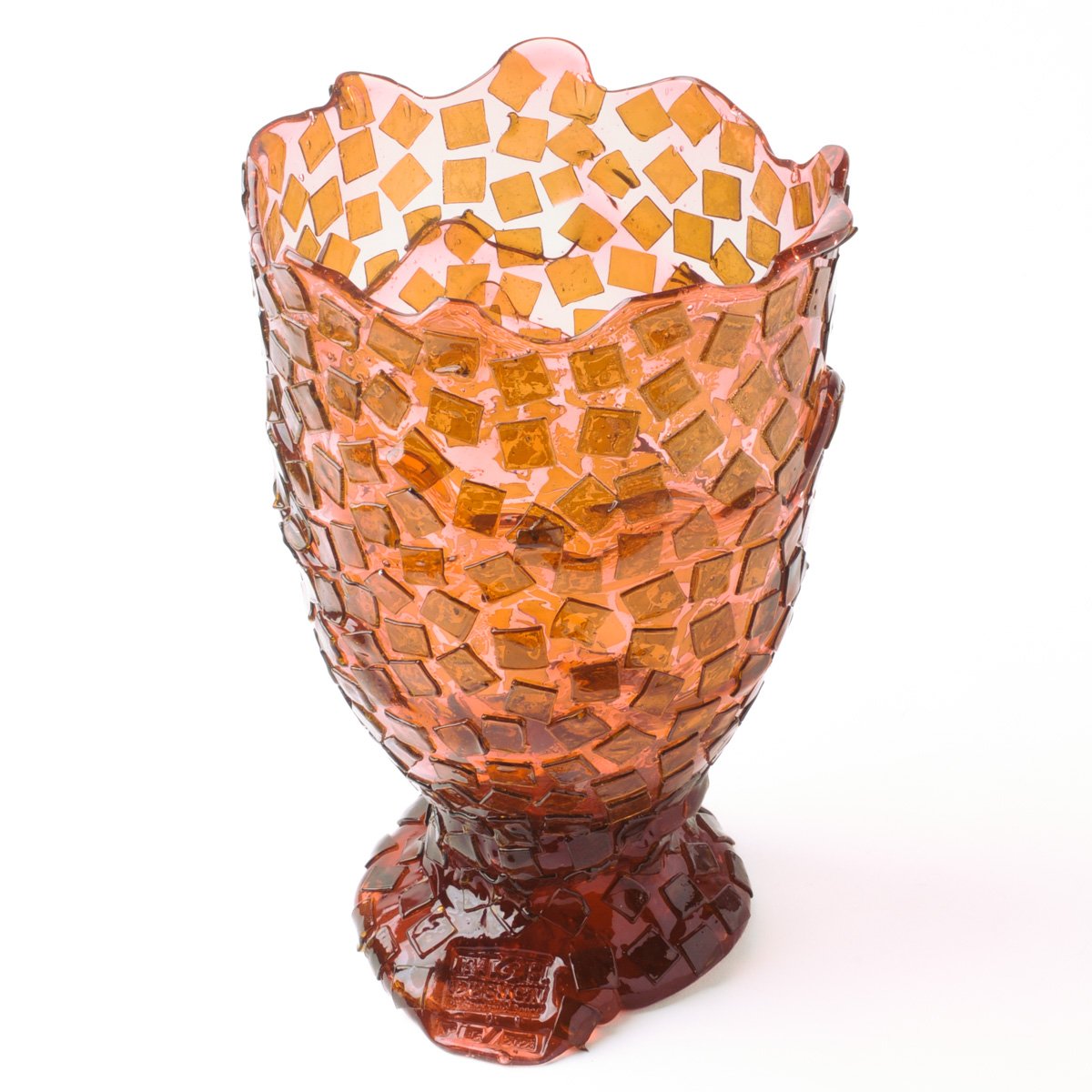 Vase Rock - Clear Pink And Clear Brown par Gaetano Pesce - Fish Design-S-The Woods Gallery