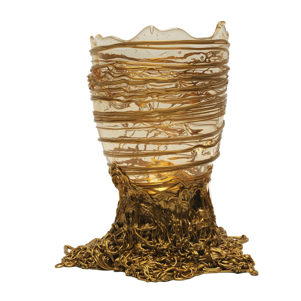 Vase Spaghetti - Clear And Gold par Gaetano Pesce - Fish Design-S-The Woods Gallery