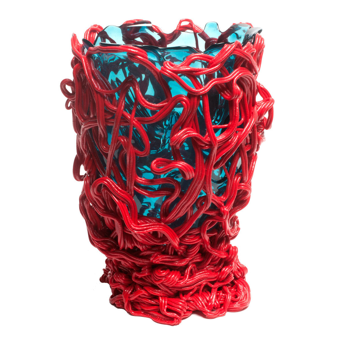 Vase Spaghetti - Clear Aqua And Coral Red par Gaetano Pesce - Fish Design-S-The Woods Gallery