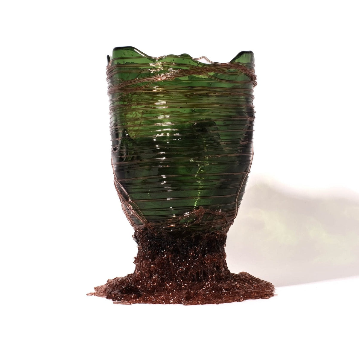 Vase Spaghetti - Clear Bottle Green, Antique Pink par Gaetano Pesce - Fish Design-S-The Woods Gallery