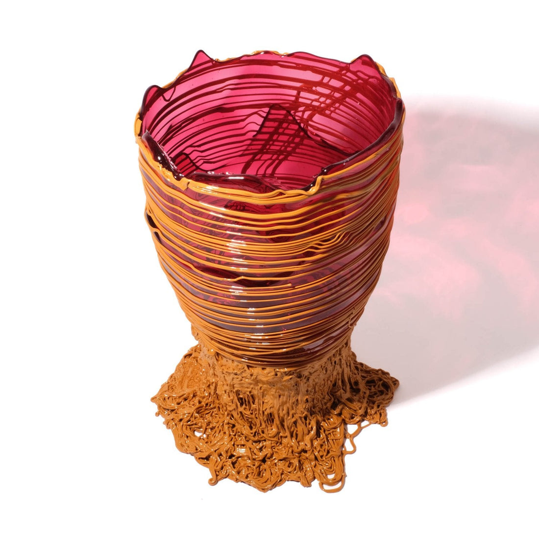 Vase Spaghetti - Clear Fuchsia And Matt Ochre par Gaetano Pesce - Fish Design-S-The Woods Gallery