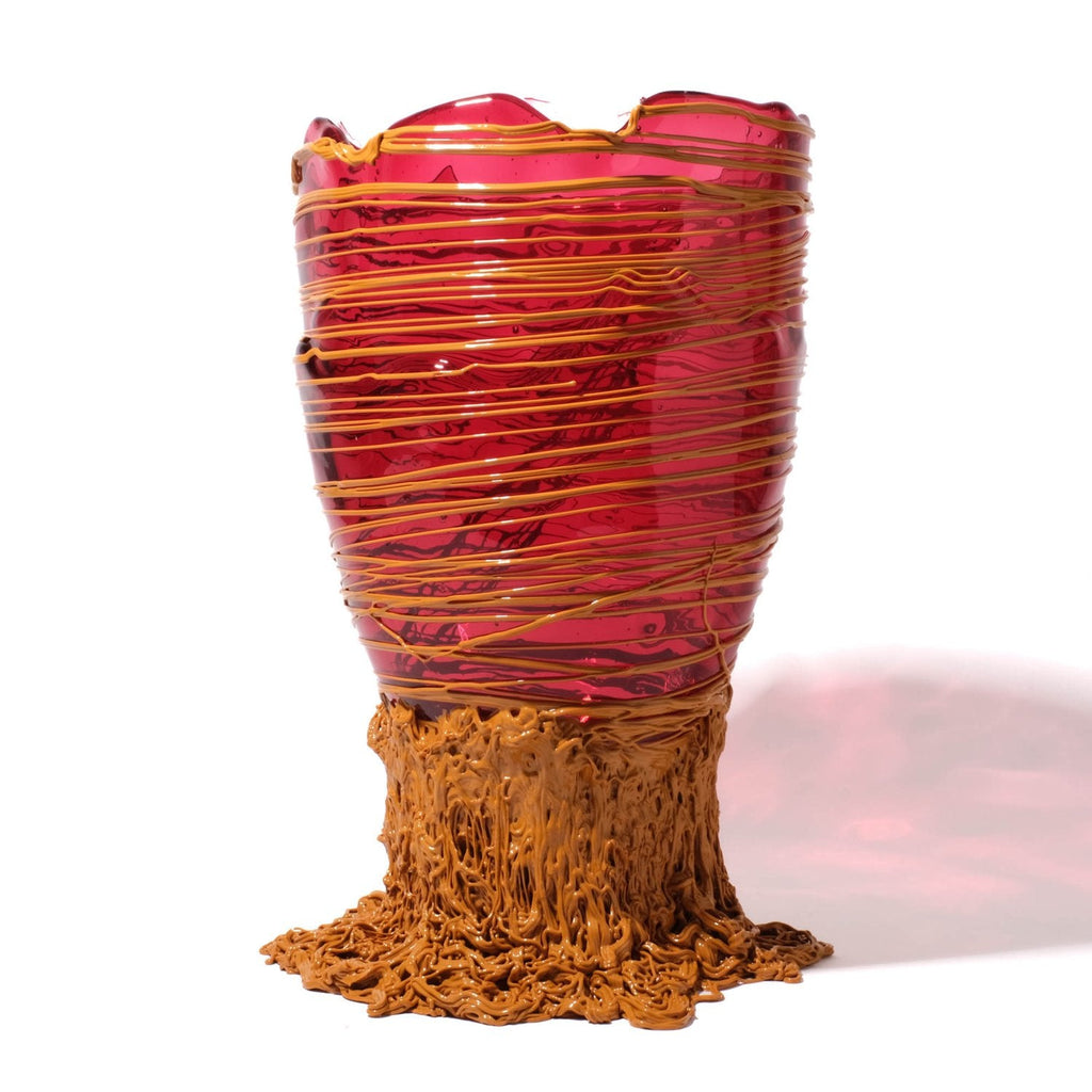 Vase Spaghetti - Clear Fuchsia And Matt Ochre par Gaetano Pesce - Fish Design-S-The Woods Gallery