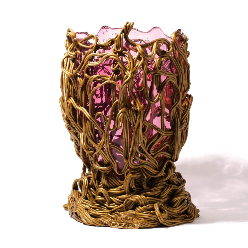 Vase Spaghetti - Extra Colour - Clear Light Fuchsia And Gold par Gaetano Pesce - Fish Design-S-The Woods Gallery