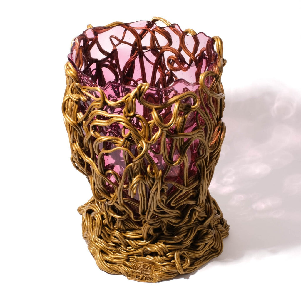 Vase Spaghetti - Extra Colour - Clear Light Fuchsia And Gold par Gaetano Pesce - Fish Design-S-The Woods Gallery