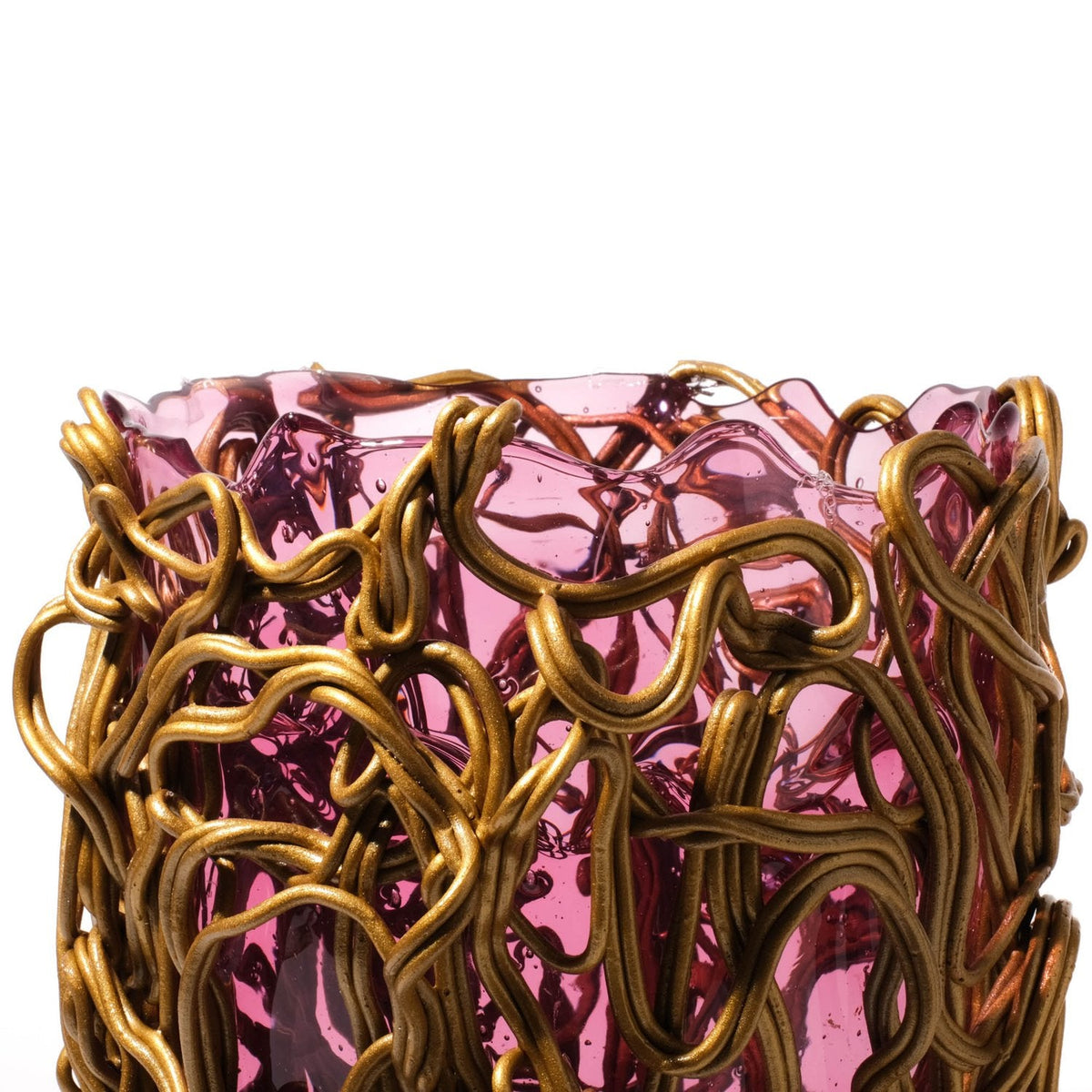 Vase Spaghetti - Extra Colour - Clear Light Fuchsia And Gold par Gaetano Pesce - Fish Design-S-The Woods Gallery
