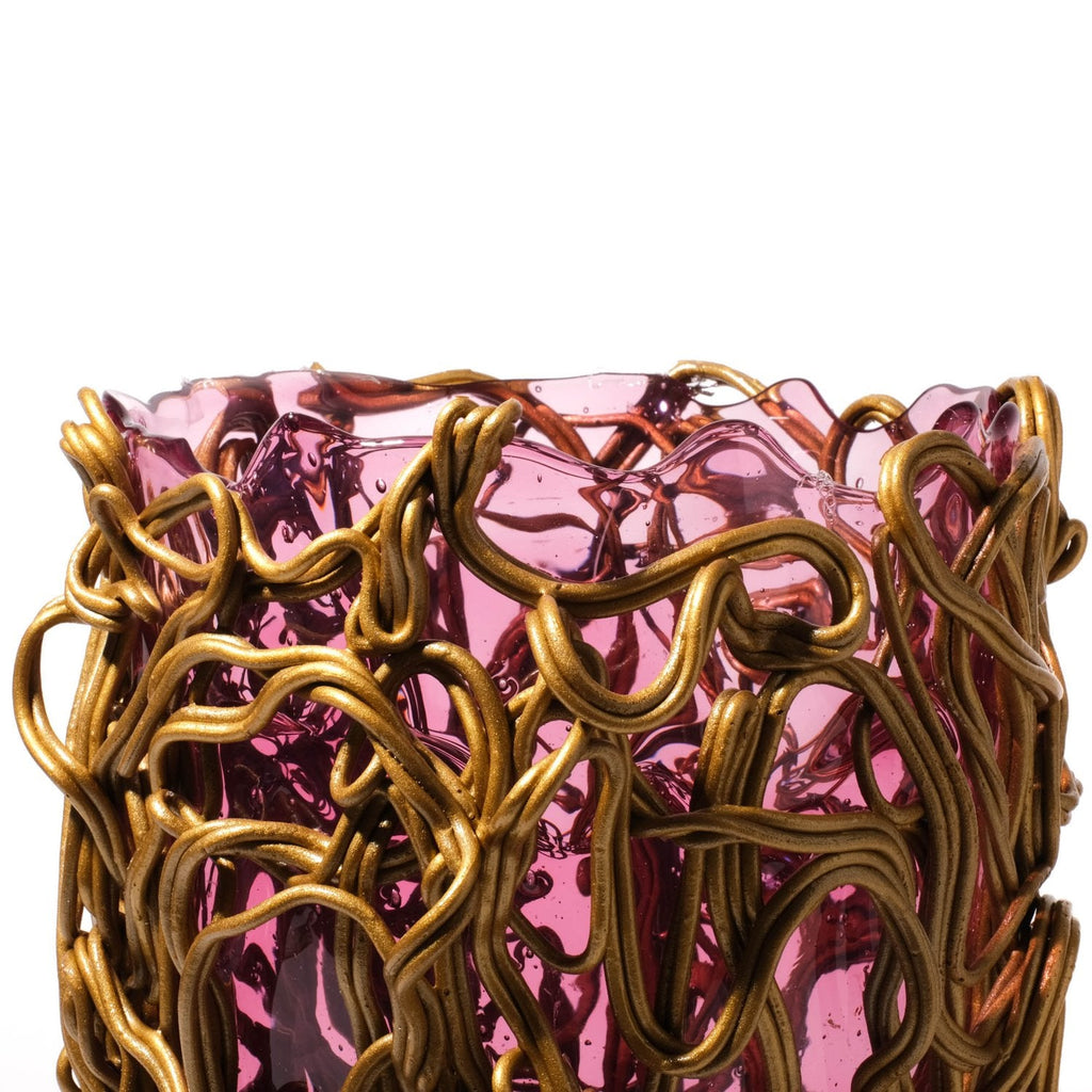 Vase Spaghetti - Extra Colour - Clear Light Fuchsia And Gold par Gaetano Pesce - Fish Design-S-The Woods Gallery