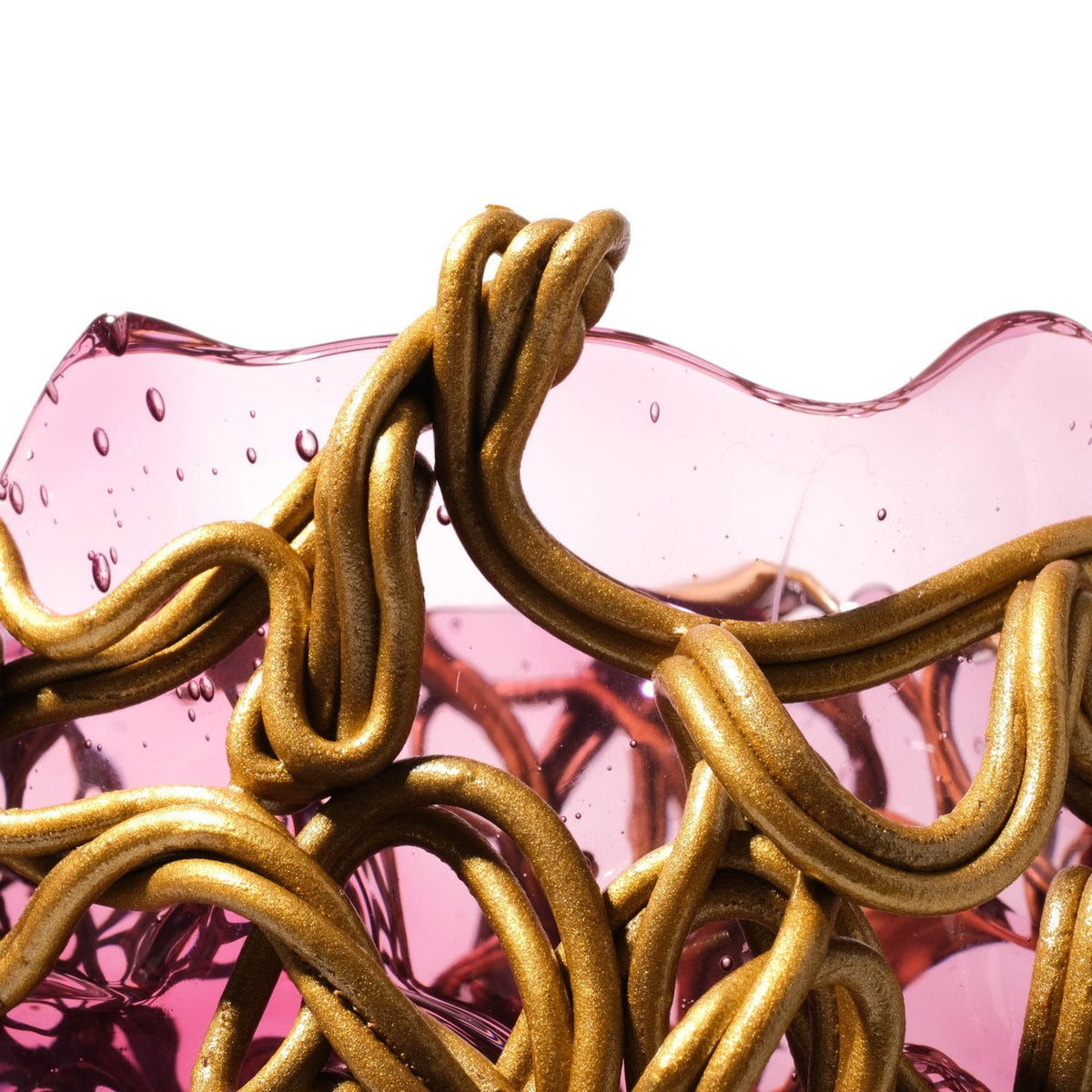 Vase Spaghetti - Extra Colour - Clear Light Fuchsia And Gold par Gaetano Pesce - Fish Design-S-The Woods Gallery