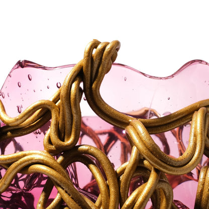 Vase Spaghetti - Extra Colour - Clear Light Fuchsia And Gold par Gaetano Pesce - Fish Design-S-The Woods Gallery