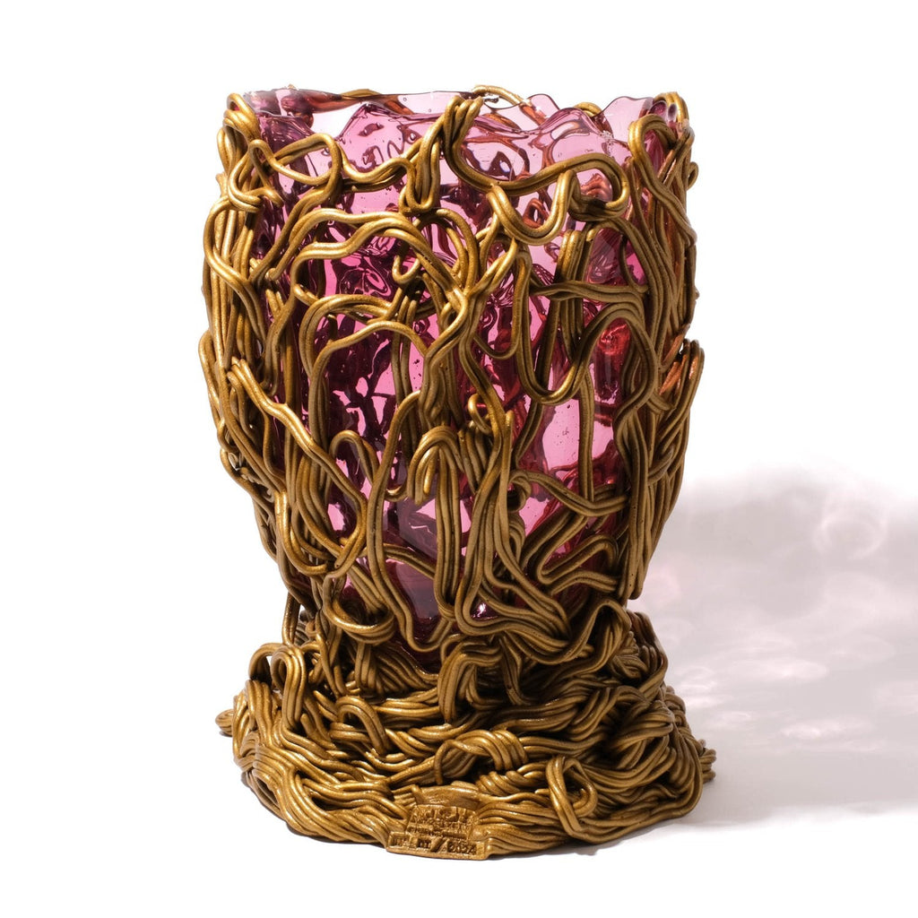 Vase Spaghetti - Extra Colour - Clear Light Fuchsia And Gold par Gaetano Pesce - Fish Design-S-The Woods Gallery