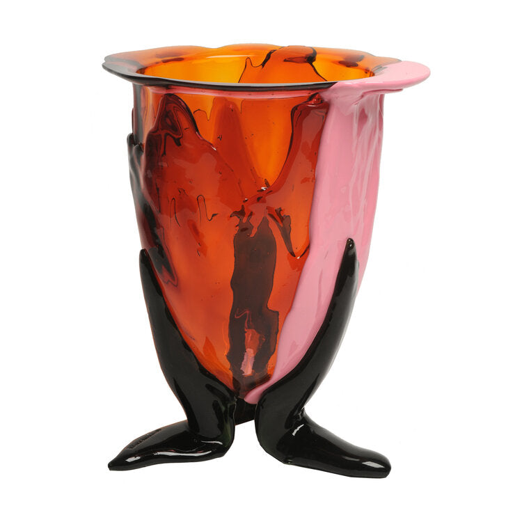 Vase en résine Amazonia Clear Orange, Fuchsia, Matt Pastel Pink, Bottle Green M de Gaetano Pesce - Fish Design-The Woods Gallery
