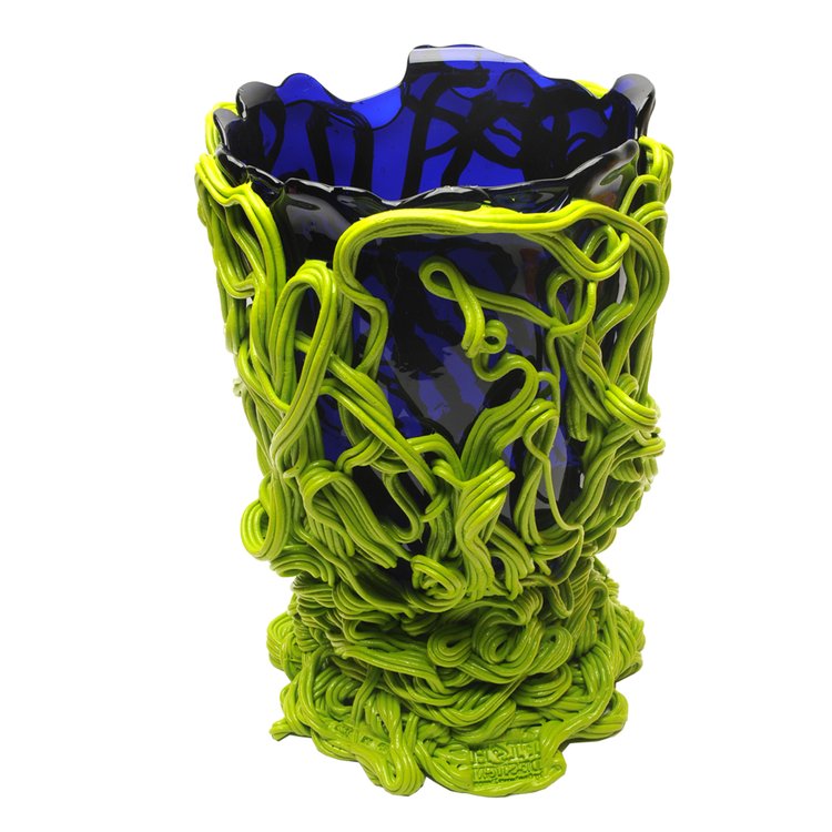 Vase en résine Spaghetti Clear Blue And Matt Lime S de Gaetano Pesce - Fish Design-The Woods Gallery