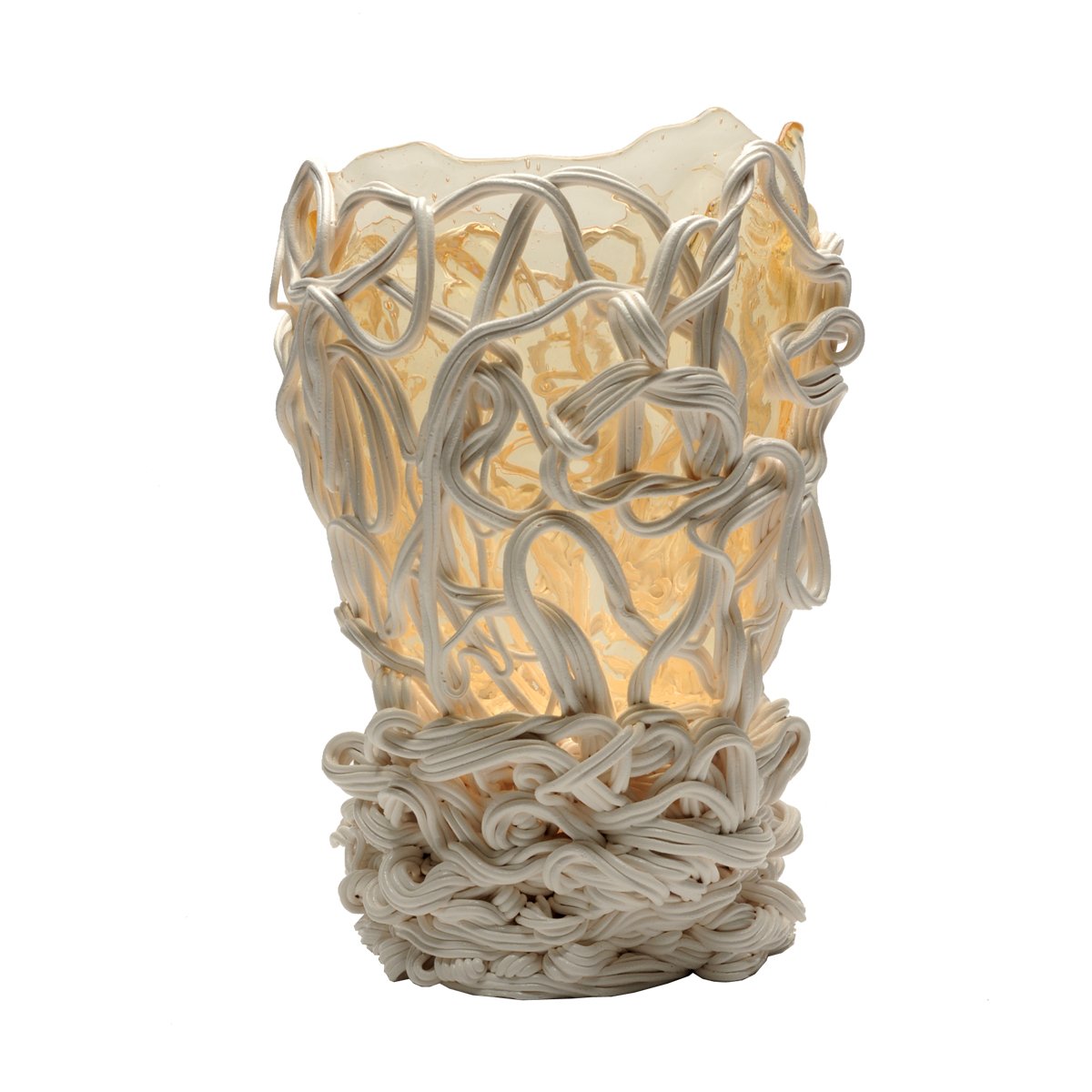 Vase en résine Spaghetti Clear Matt White M de Gaetano Pesce - Fish Design-The Woods Gallery