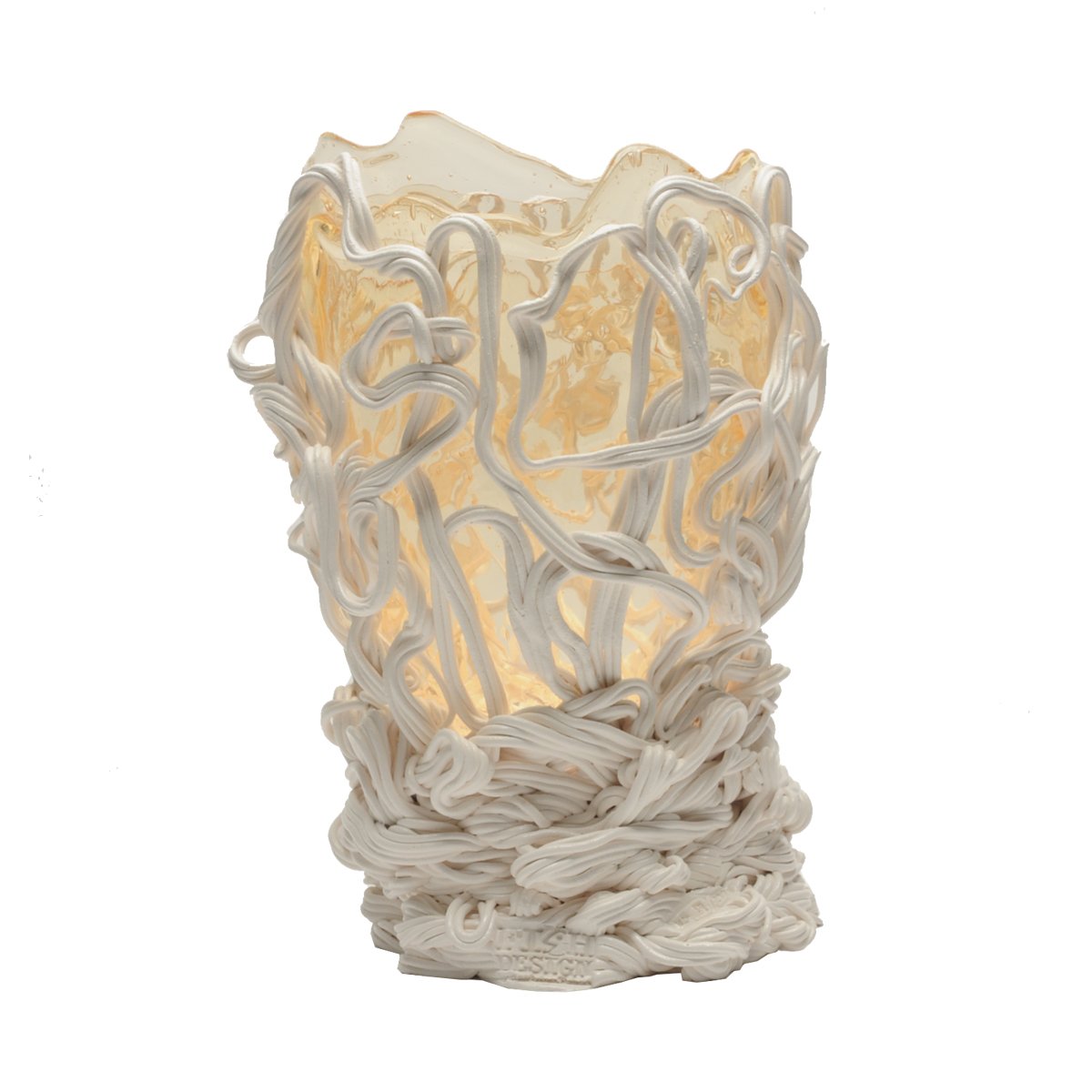 Vase en résine Spaghetti Clear Matt White M de Gaetano Pesce - Fish Design-The Woods Gallery