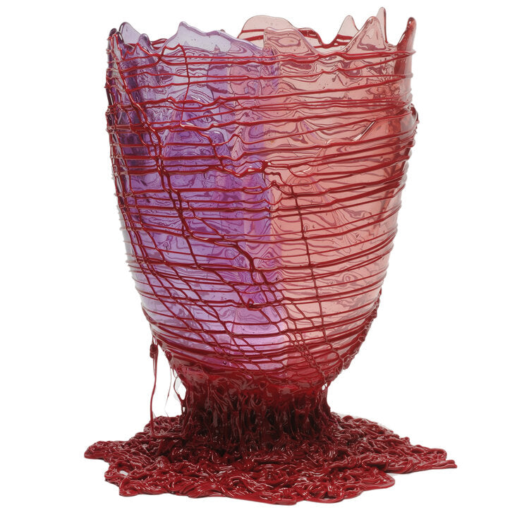 Vase en résine Spaghetti Extra Colour Vase - Clear Lilac, Rose Pink, Matt Bordeaux L de Gaetano Pesce - Fish Design-The Woods Gallery