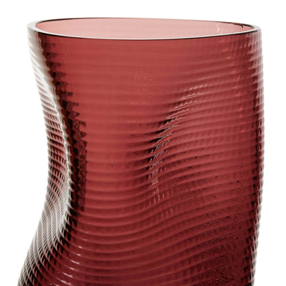 Vase en verre vénitien soufflé Coral - Cassina-gros plan sur le verre rose strié-Cassina