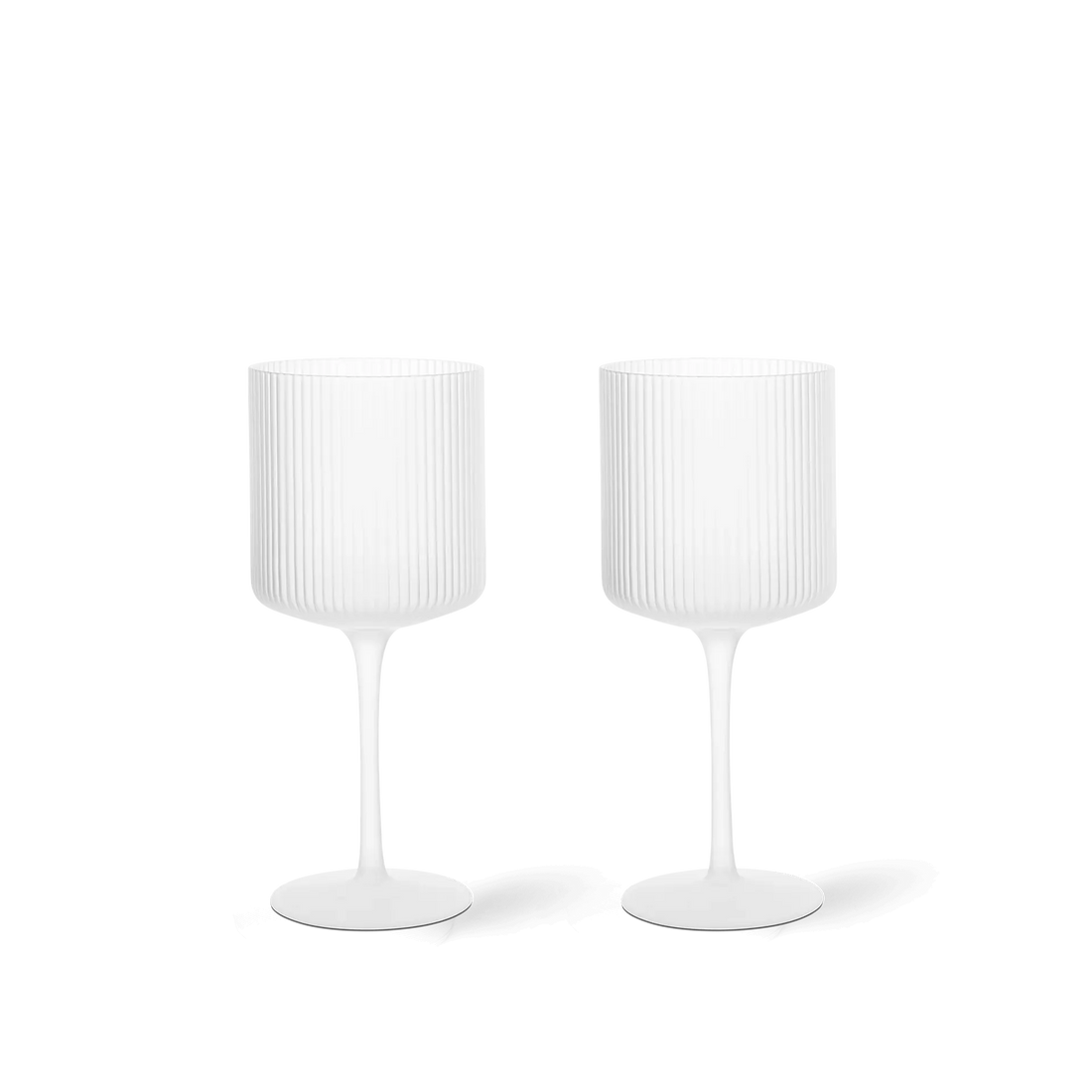Verres à vin Ripple Blanc Frosted - Set de 2 - Ferm Living-The Woods Gallery