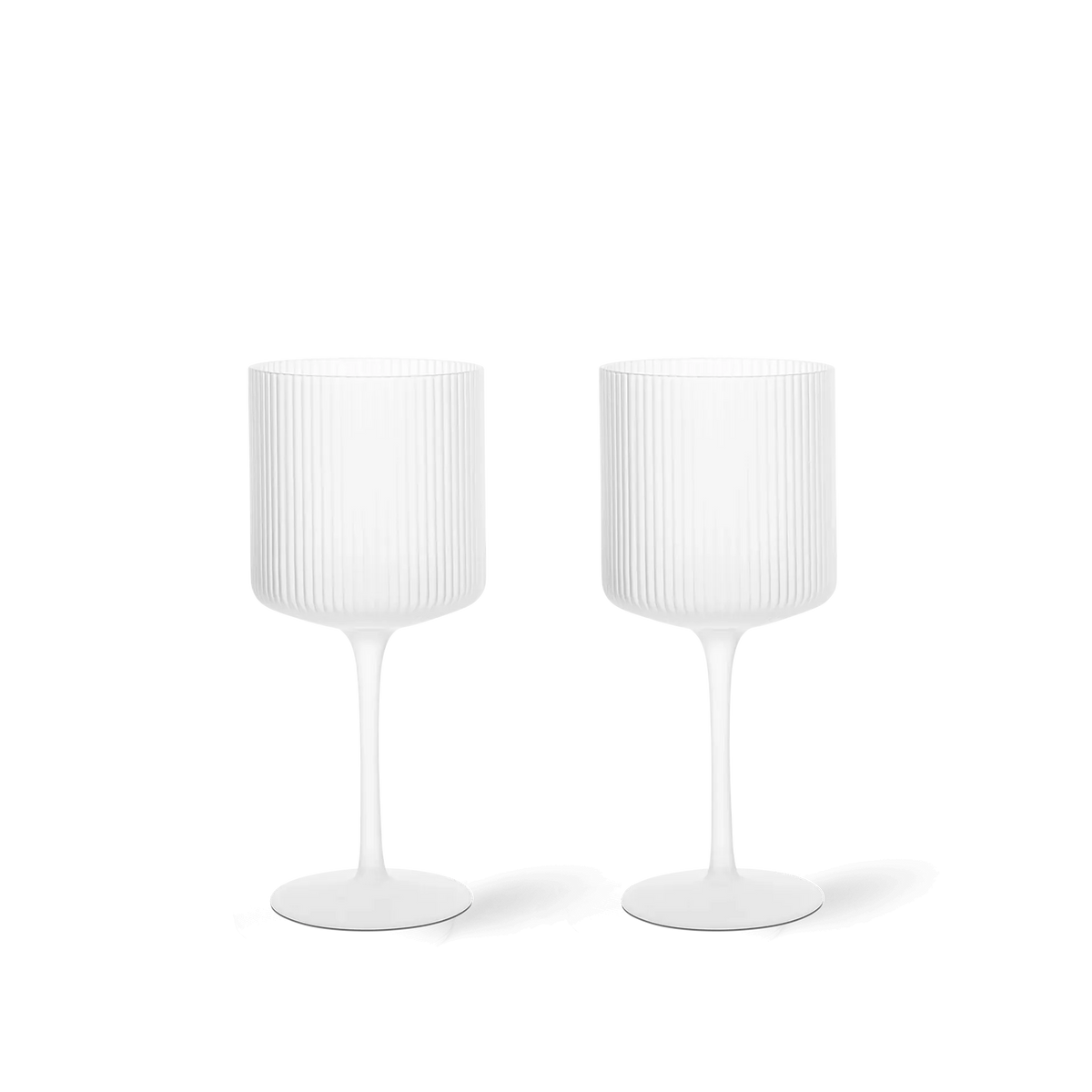Verres à vin Ripple Blanc Frosted - Set de 2 - Ferm Living-The Woods Gallery