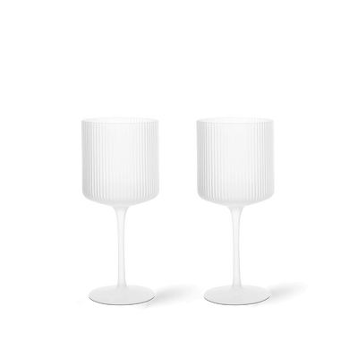 Verres à vin Ripple Blanc Frosted - Set de 2 - Ferm Living-The Woods Gallery