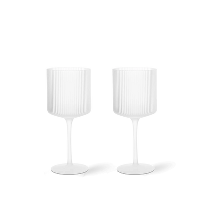 Verres à vin Ripple Blanc Frosted - Set de 2 - Ferm Living-The Woods Gallery