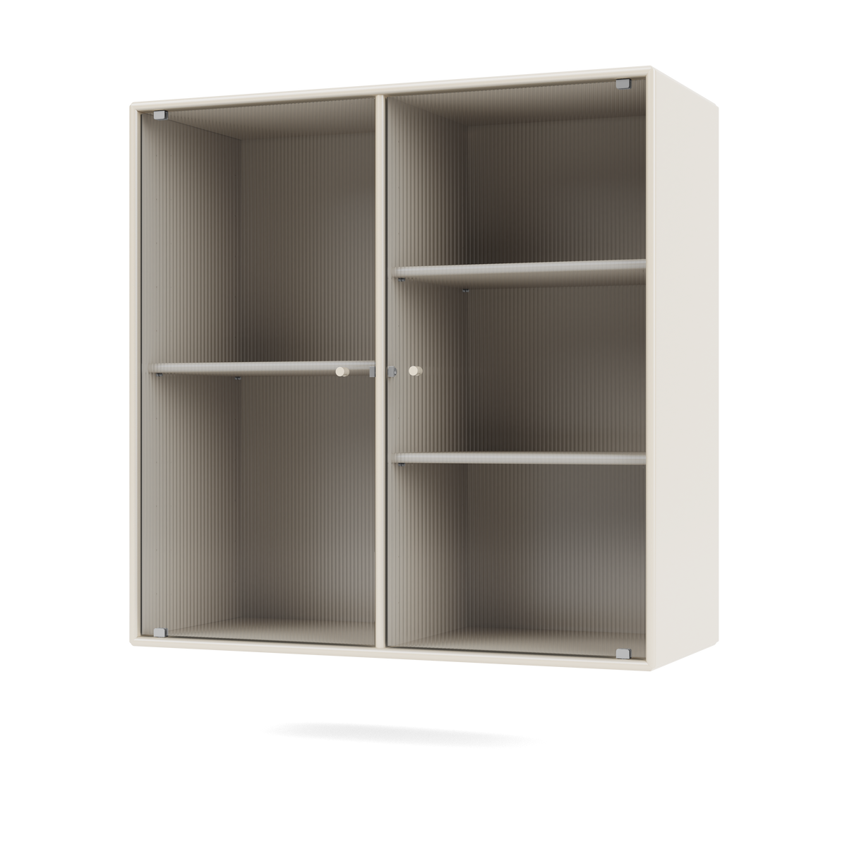 Vitrine Ripple II Quick Ship, laque 158 Oat, suspendu au mur, packshot Montana