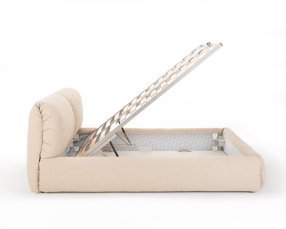 sommier relevé, coffre de rangement ouvert